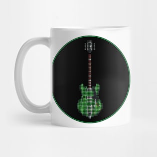 Tiled Pixel Memphis Green Guitar in a Black Circle Mug